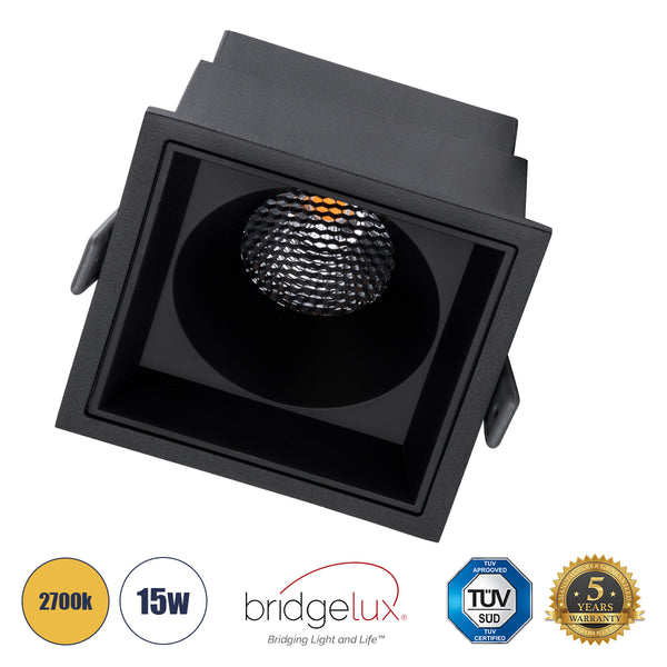 PLUTO-B 60281 Χωνευτό LED Spot Downlight TrimLess Μ10.4xΠ10.4cm 15W 1875lm 38° AC 220-240V IP20 Anti-Glare HoneyComb - Θερμό Λευκό 2700K - Bridgelux COB - 5 Years Warranty