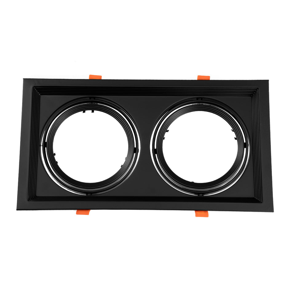 GLOBOSTAR® VITA 77855 Χωνευτή Κινούμενη Βάση για 2 x Σποτ AR111 για Ντουί GU10/GU5.3 IP20 - Μαύρο Ματ - Μ33.5 x Π18 x Υ5.5cm / Q32.5 x 17cm