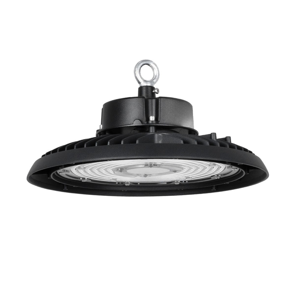 GLOBOSTAR® INDUSTRY 61502 Βιομηχανικό Φωτιστικό Καμπάνα High Bay UFO LED 200W 30000lm SDCM<5 90° AC 85-265V Αδιάβροχο IP65 IK08 Φυσικό Λευκό 5000K - 338 x Sanan Opto SMD Chip & TÜV SÜD Driver - Μαύρο Χυτό Αλουμίνιο - Μ30 x Π30 x Υ16cm - 5 Χρόνια Εγγύηση