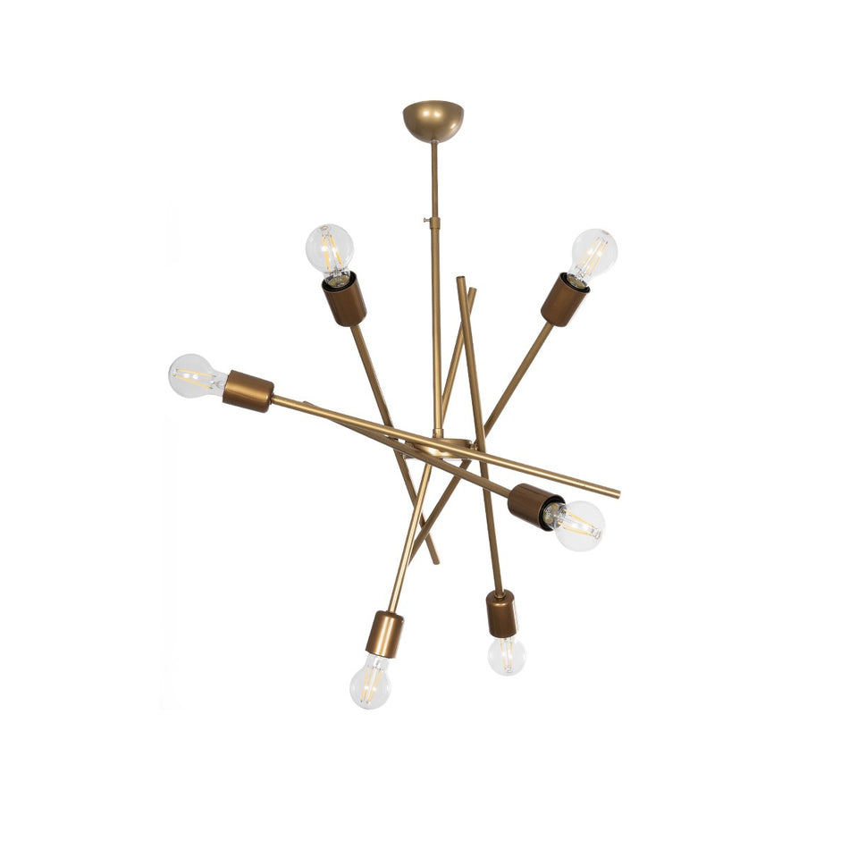 GLOBOSTAR® SUNFY 201-0033 Μοντέρνο Κρεμαστό Φωτιστικό Οροφής με Ντουί 6 x E27 AC 220-240V IP20 - Χρυσό - Μ57 x Π57 x Υ85cm