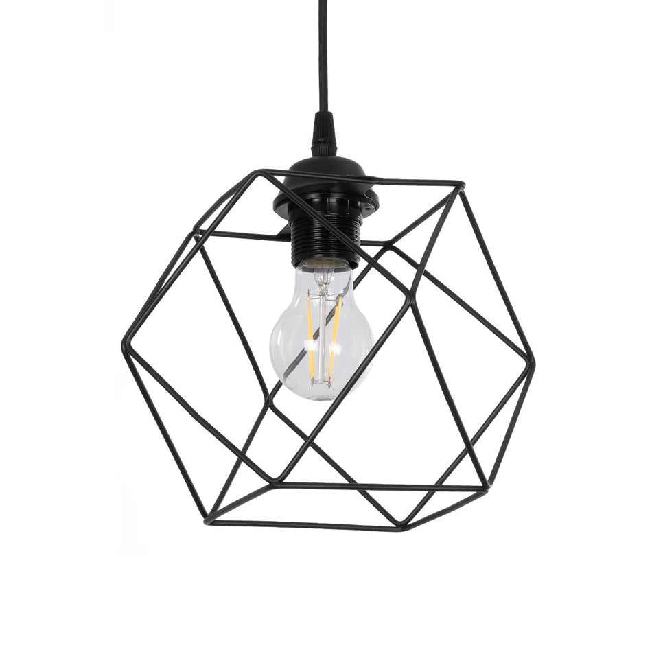 GLOBOSTAR® SOLIS 201-0045 Vintage Κρεμαστό Φωτιστικό Οροφής με Ντουί 1 x E27 AC 220-240V IP20 - Μαύρο - Μ25 x Π25 x Υ24cm