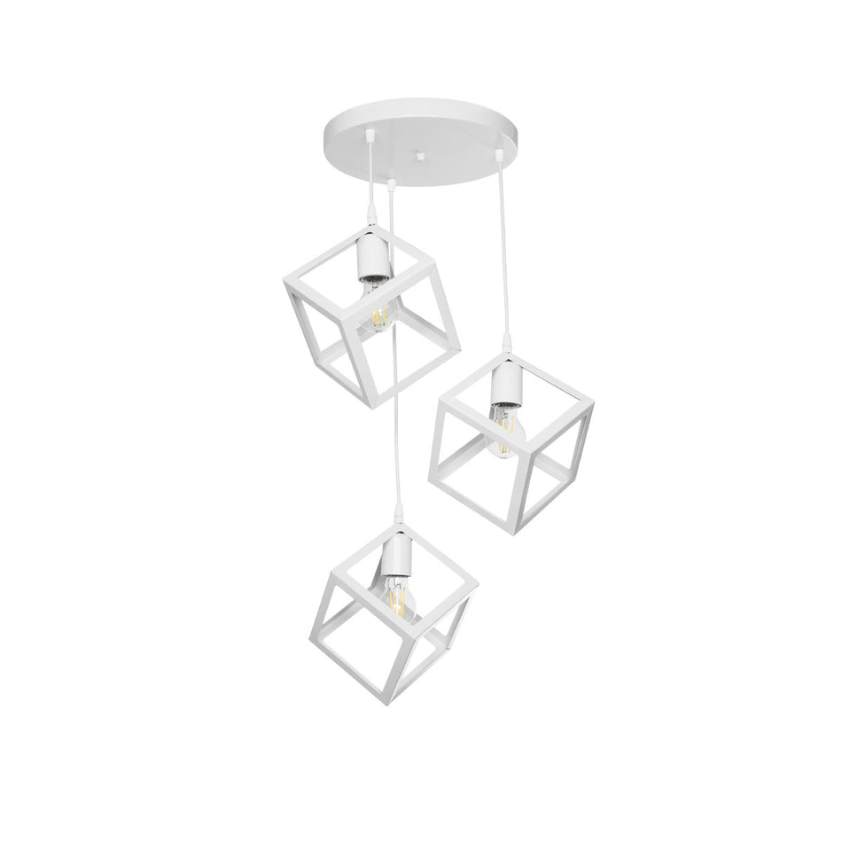 GLOBOSTAR® DISE 201-0054 Μοντέρνο Κρεμαστό Φωτιστικό Οροφής με Ντουί 3 x E27 AC 220-240V IP20 - Λευκό - Μ48 x Π48 x Υ65cm