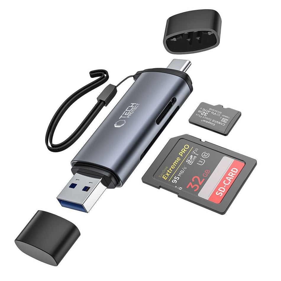 Tech-Protect UltraBoost SD/micro SD card reader with USB-C/USB-A connectors
