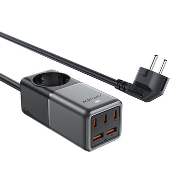 Acefast Z2 GaN 75W PD Station de charge 3x USB-C 2x USB-A Noir Gris