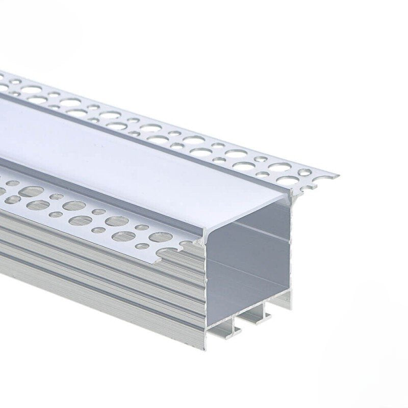 EuroSpot Προφίλ Αλουμινίου Γυψοσανίδας Για Led Ταινίες Ασημί L=2m 71.5x35mm NW=31mm Γαλακτερό Κάλυμμα