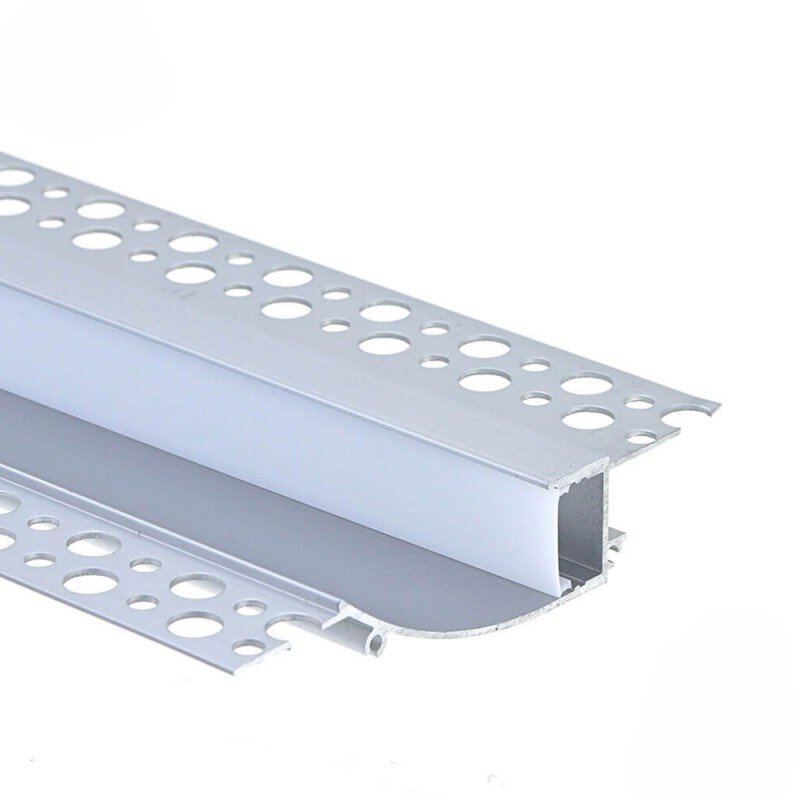EuroSpot Προφίλ Αλουμινίου Γυψοσανίδας Ασημί Κρυφού Φωτισμού Για Led Ταινίες L=2m 98x19mm NW=16mm Γαλακτερό Κάλυμμα