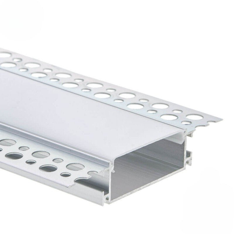 EuroSpot Προφίλ Αλουμινίου Γυψοσανίδας Για Led Ταινίες Ασημί L=2m 96x20mm NW=45mm Γαλακτερό Κάλυμμα