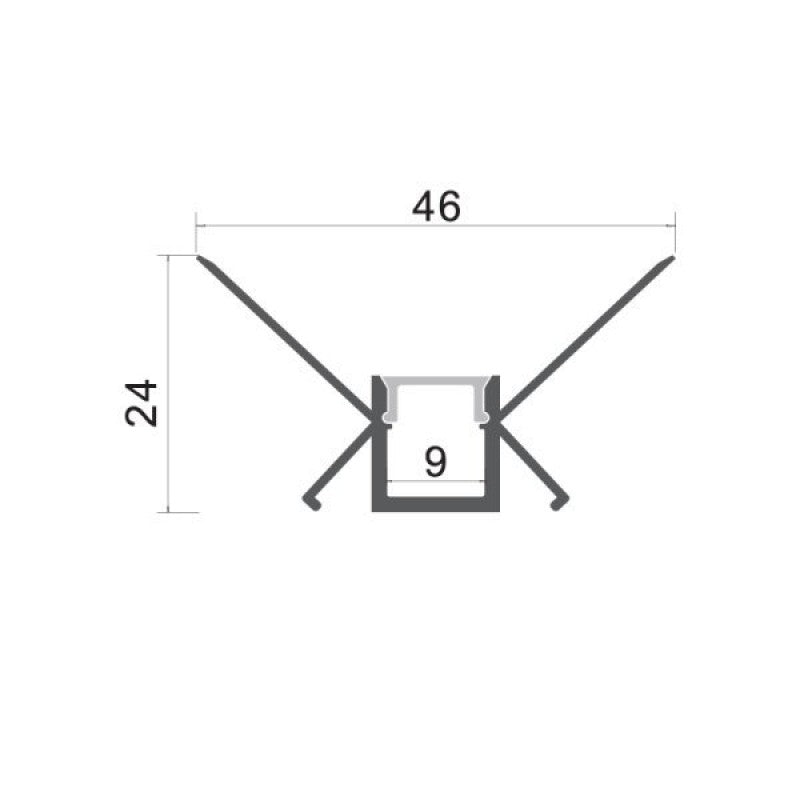 EuroSpot Προφίλ Αλουμινίου Γυψοσανίδας Ασημί Για Led Ταινίες L=2m 46x24mm NW=9mm Γαλακτερό Κάλυμμα