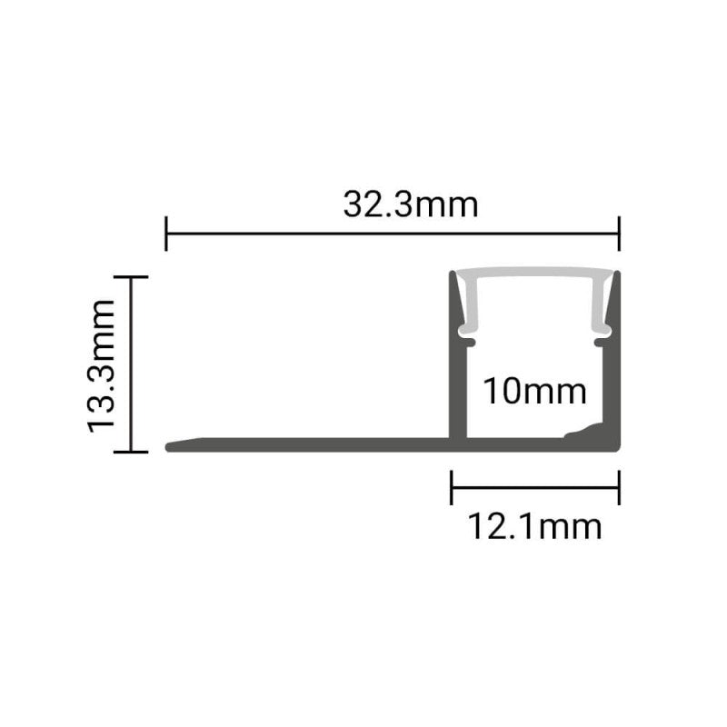 EuroSpot Προφίλ Αλουμινίου Γυψοσανίδας Ασημί Για Led Ταινίες L=2m 32.3x13.3mm NW=10mm Γαλακτερό Κάλυμμα