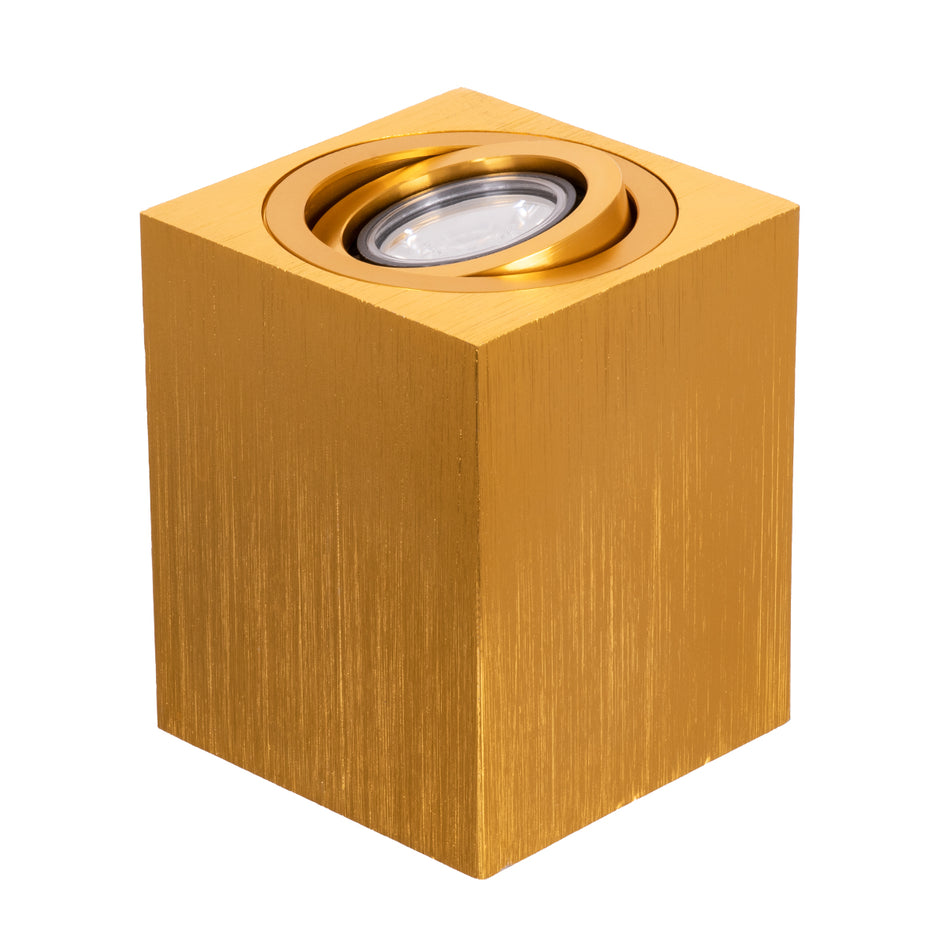 GLOBOSTAR® AKIRA 60624 Κινούμενο Φωτιστικό Downlight Σποτ με Ντουί 1 x GU10 AC 220-240V IP44 - Χρυσό Βούρτσας - Μ8 x Π8 x Υ10cm