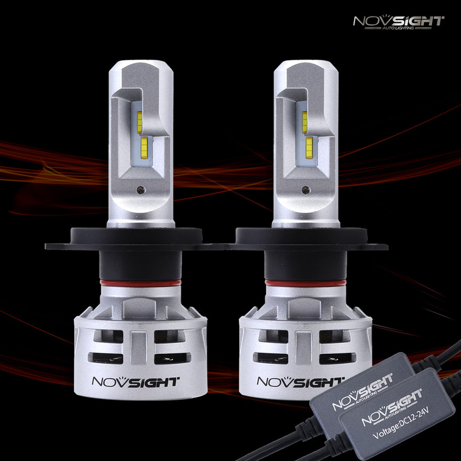 Novsight LED Canbus Λάμπες Αυτοκινήτου N9 H4, 60W 10000 Lumens 6500K, Αδιάβροχο IP68, 2 Έτη Εγγύση, 2τμχ