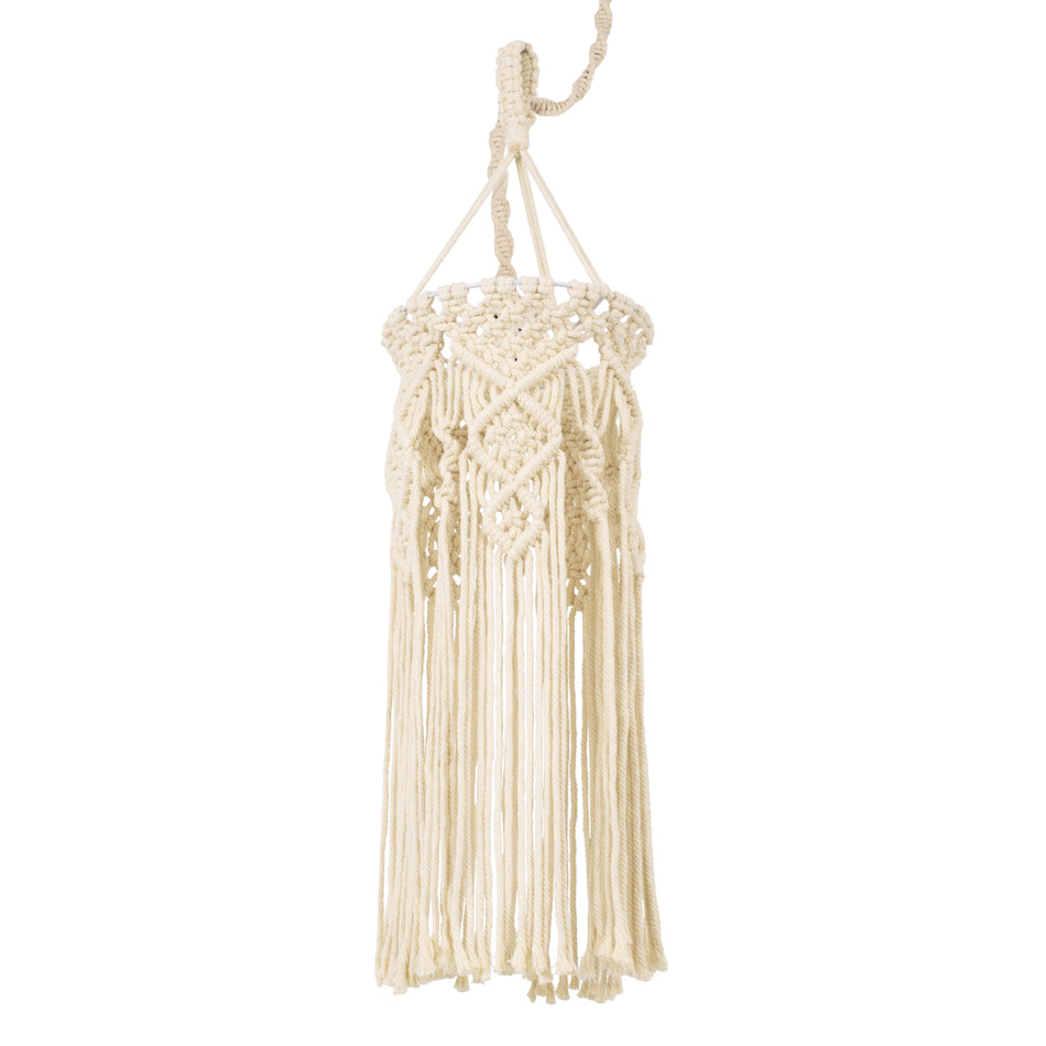 GLOBOSTAR® BAHRI 36211 Boho Κρεμαστό Φωτιστικό Οροφής με Ντουί 1 x E27 AC 220-240V IP20 - Μπεζ - Μ20 x Π20 x Υ65cm