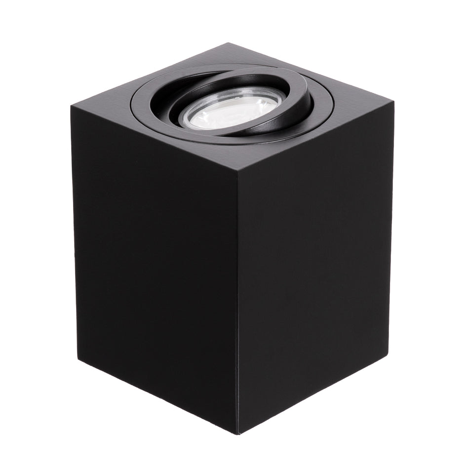 kelvo® AKIRA 60621 Κινούμενο Φωτιστικό Downlight Σποτ για Λάμπα MR16 με Ντουί 1 x GU10 AC 220-240V IP44 - Μαύρο Ματ - Μ8 x Π8 x Υ10cm