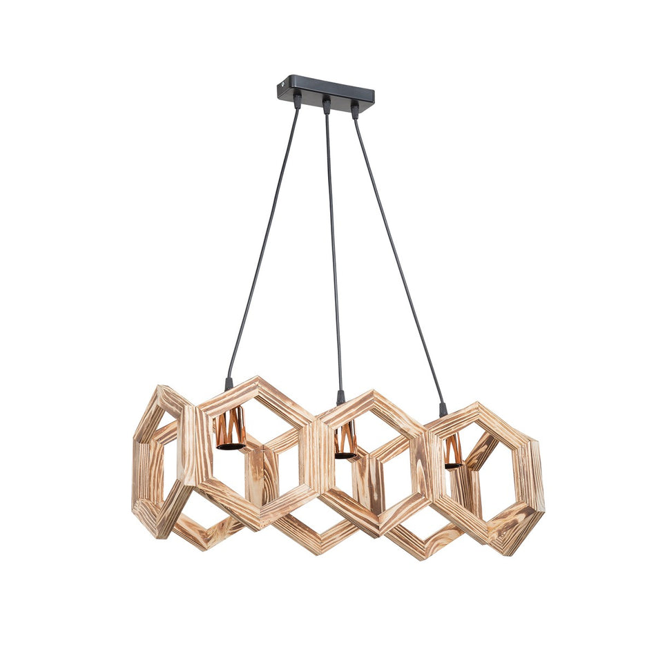 GLOBOSTAR® DRURI 203-0256 Vintage Κρεμαστό Φωτιστικό Οροφής με Ντουί 3 x E27 AC 220-240V IP20 - Μπεζ - Μ62 x Π19.5 x Υ24cm