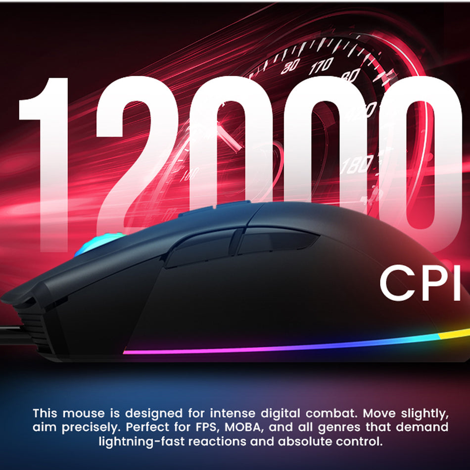 ARMAGGEDDON USB WIRED MACROABLE GAMING MOUSE FALCON V LK 12000CPI BLACK