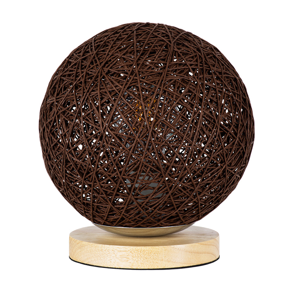 GLOBOSTAR® OCEANA 01337 Boho Επιτραπέζιο Φωτιστικό Πορτατίφ με Ντουί 1 x E27 AC 220-240V IP20 - Καφέ & Μπεζ - M20 x Π20 x Υ22cm