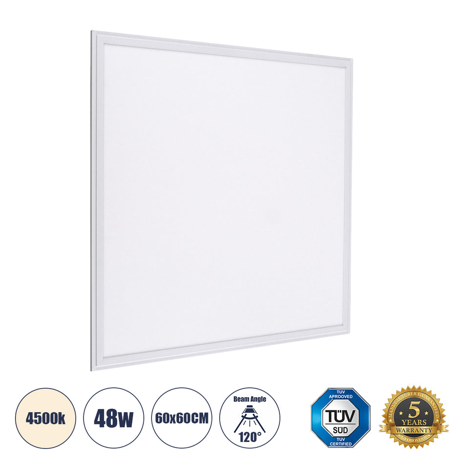 GLOBOSTAR® PANELETI 60210 Χωνευτό Panel Οροφής 60x60 LED 48W 4560lm 120° UGR<19 AC 220-240V IP20 Φυσικό Λευκό 4500K - Lumileds SMD Chip & TÜV SÜD Driver - Λευκό Γαλακτερό - Μ60 x Π60 x Υ1.5cm / Q56 x 56cm - 5 Χρόνια Εγγύηση