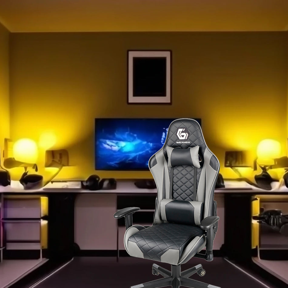 GEMBIRD GAMING PVC LEATHER CHAIR WITH PILLOWS BLACK GREY