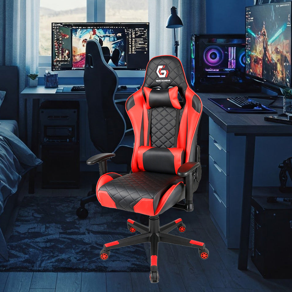 GEMBIRD GAMING PVC LEATHER CHAIR WITH PILLOWS BLACK RED
