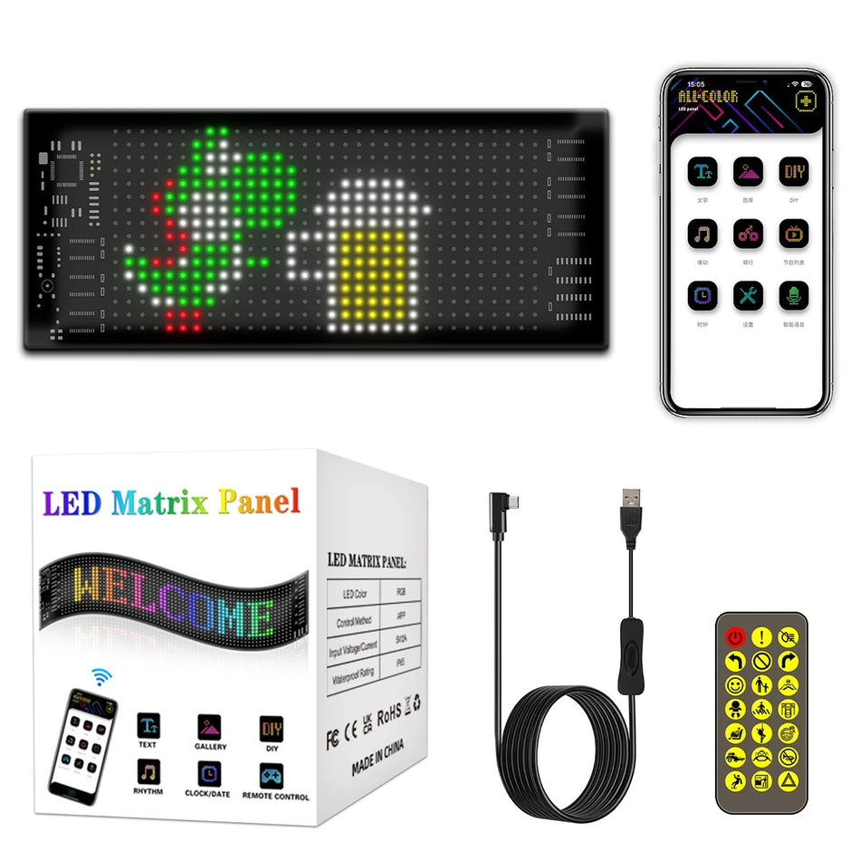 MATRIX GLB-106-0001 Εύκαμπτη Κυλιόμενη Ψηφιακή Επιγραφή 17.3x7cm P4 32x16 Pixel LED 10W DC 5V 2A με USB 2.0 Αδιάβροχο IP65 Πολύχρωμο RGB - Bluetooth Control μέσω iPIXEL APP - Μ17.3 x Π0.2 x Υ7cm - 2 Χρόνια Εγγύηση