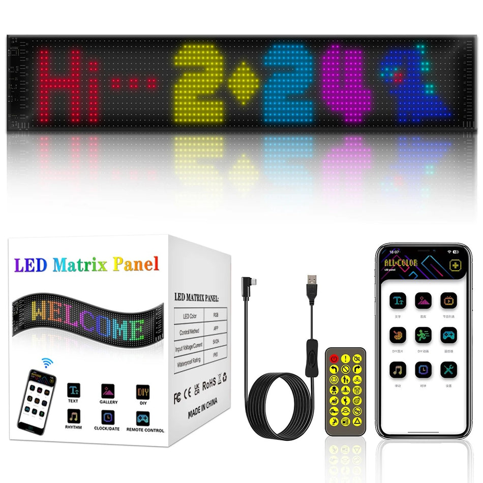 MATRIX GLB-106-0003 Εύκαμπτη Κυλιόμενη Ψηφιακή Επιγραφή 59.5x12cm P6 96x16 Pixel LED 10W DC 5V 2A με USB 2.0 Αδιάβροχο IP65 Πολύχρωμο RGB - Bluetooth Control μέσω iPIXEL APP - Μ59.5 x Π0.2 x Υ12cm - 2 Χρόνια Εγγύηση
