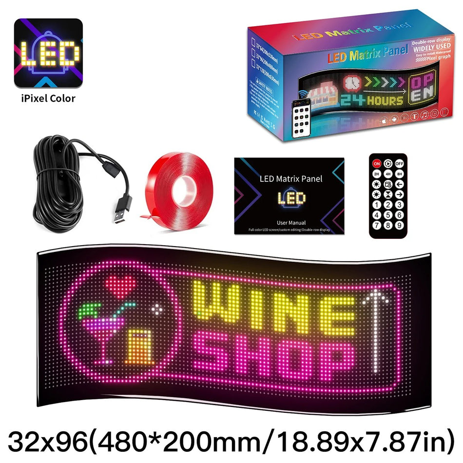 MATRIX GLB-106-0009 Εύκαμπτη Κυλιόμενη Ψηφιακή Επιγραφή 48x20cm P4.5 96x32 Pixel LED 10W  Αδιάβροχο IP65 Πολύχρωμο RGB - Bluetooth Control μέσω iPIXEL APP - Μ48 x Π0.4x Υ20cm - 2 Χρόνια Εγγύηση
