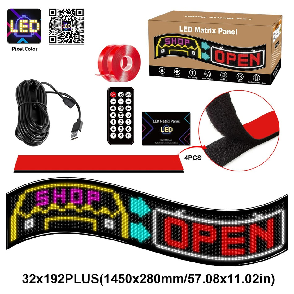 MATRIX GLB-106-0012 Εύκαμπτη Κυλιόμενη Ψηφιακή Επιγραφή 145x28cm P7 192x32 Pixel LED 20W  Αδιάβροχο IP65 Πολύχρωμο RGB - Bluetooth Control μέσω iPIXEL APP - Μ145 x Π0.4 x Υ28cm - 2 Χρόνια Εγγύηση