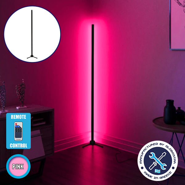 Moderne minimalistische Stehlampe in Schwarz, 100 cm, LED, 16 Watt, mit RF-Funksteuerung und Dimmer, rosa ALIEN-Design GLOBO-100-7