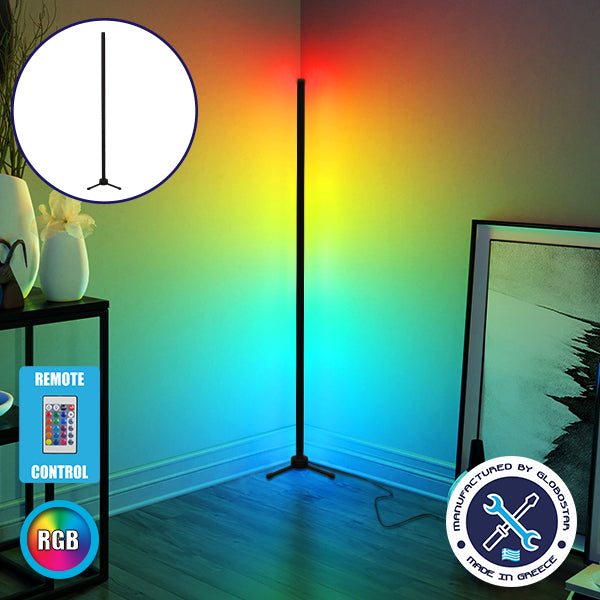 Moderne minimalistische schwarze Stehlampe 100 cm LED 16 Watt mit kabelloser RF-Steuerung und Dimmer RGB Buntes ALIEN-Design GLOBO-100-8