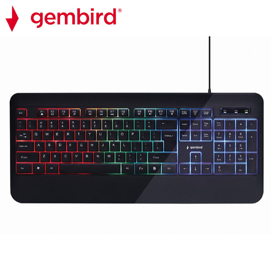 Gembird Slim Rainbow Backlight Multimedia Keyboard Us Layout Black