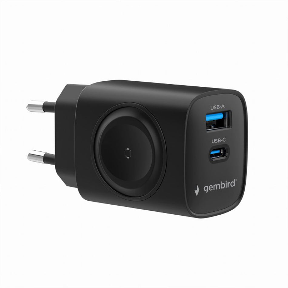 Gembird 2 In1 20 W Apple Watch & Phone Fast Charger Black