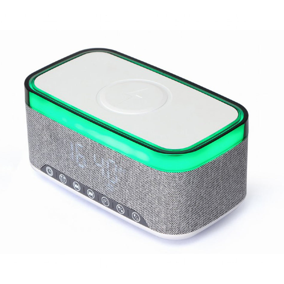 Gembird Digital Alarm Clock With Speaker And Wireless Charging Function White/Light Grey