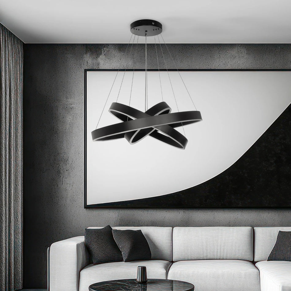 kelvo® VENOM KLV-101-0199-V2 Κρεμαστό Φωτιστικό Οροφής LED 120W 12000lm 120° AC 220-240V IP20 Ρυθμιζόμενο Λευκό CCT με Χειριστήριο από 2700K έως 6000K Dimmable - Lumileds SMD Chip - Μαύρο Ματ - Μ80 x Π80 x Υ80cm - 3 Χρόνια Εγγύηση