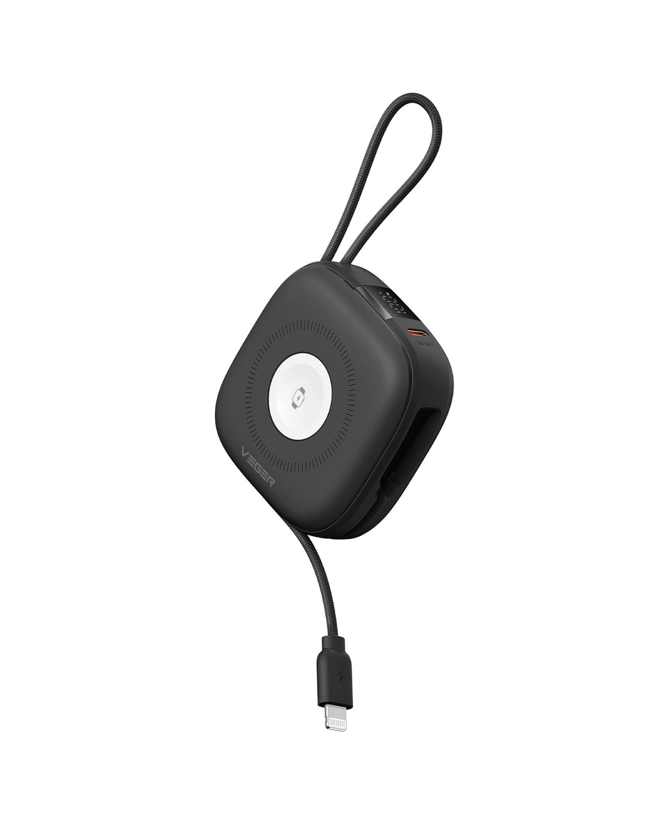 Veger W1185 - PD20W MagCore 3in1 - 10,000mAh Wireless Charging Powerbank for Apple iPhone, Watch & AirPods - Black