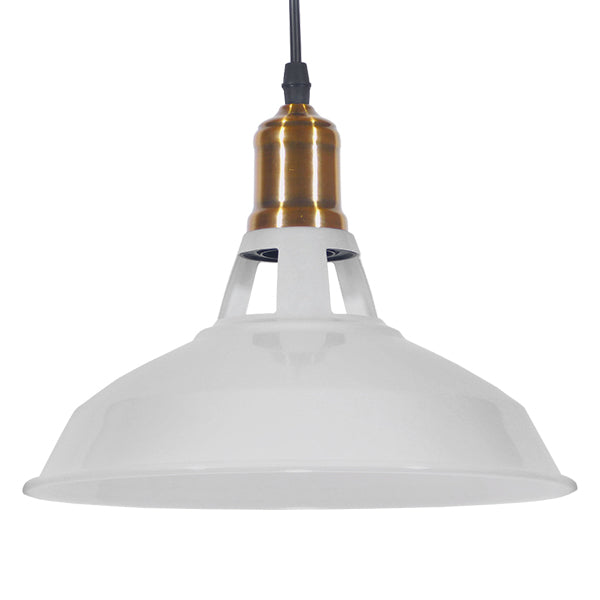 GLOBOSTAR® ANER 01072 Vintage Κρεμαστό Φωτιστικό Οροφής με Ντουί 1 x E27 AC 220-240V IP20 - Λευκό & Χρυσό - Μ27.5 x Π27.5 x Υ19cm