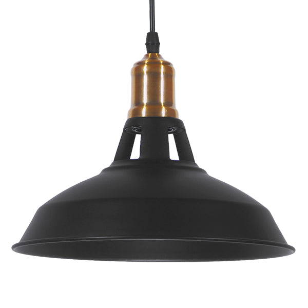 GLOBOSTAR® ANER 01073 Vintage Κρεμαστό Φωτιστικό Οροφής με Ντουί 1 x E27 AC 220-240V IP20 - Μαύρο & Χρυσό - Μ27.5 x Π27.5 x Υ19cm