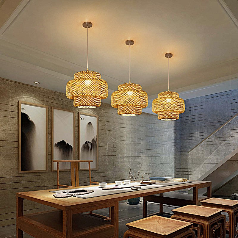 SE21-BA-30 POT  PENDANT  BAMBOO STEEL  30*30*120cm, E27 2 YEARS WARRANTY