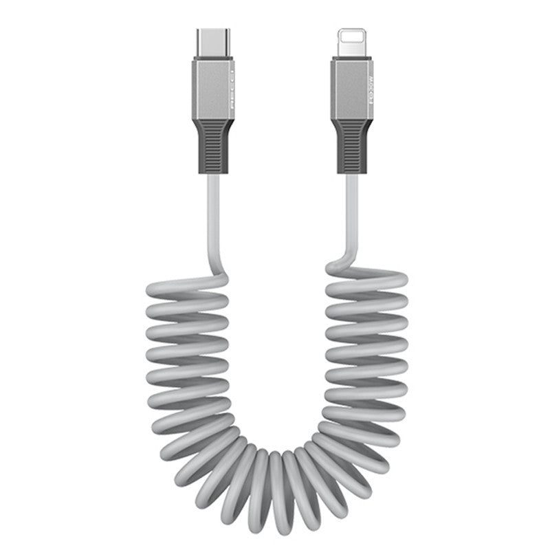 Recci RS25CL PD 27w Stretch USB C to Lightning  180cm Cable Silver