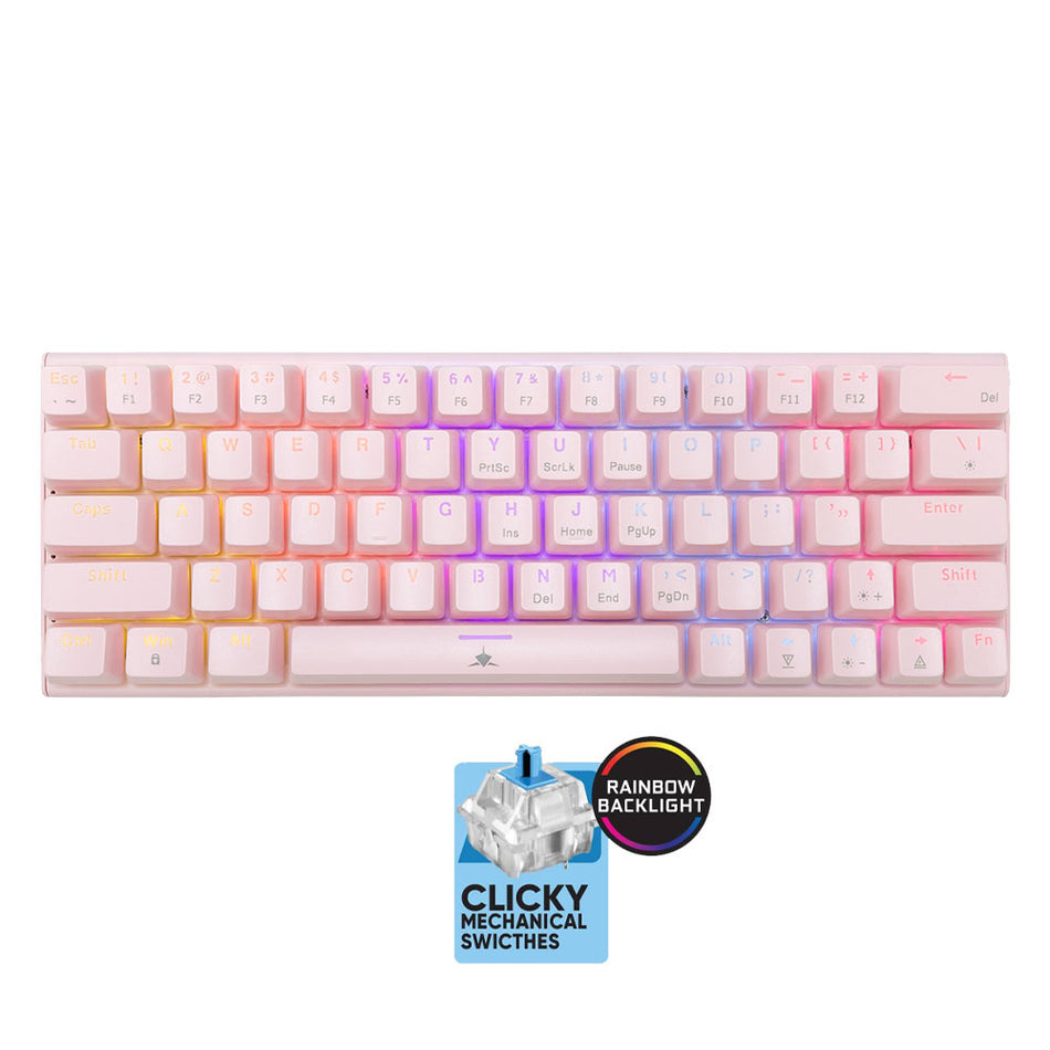 White Shark Mechanical Keyboard Gk 002421 V2 Us Blue Switch Wakizashi 2 Pink