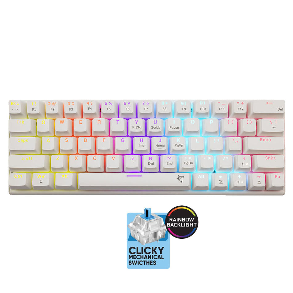 White Shark Mechanical Keyboard Gk 002221 V2 Us Blue Switch Wakizashi 2 White