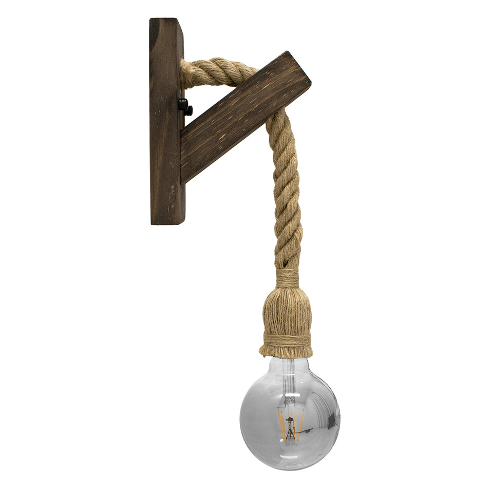 GLOBOSTAR® KENSI 00878 Boho Φωτιστικό Τοίχου - Απλίκα με Ντουί 1 x E27 AC 220-240V IP20 - Καφέ & Μπεζ - Μ7 x Π15 x Υ38cm