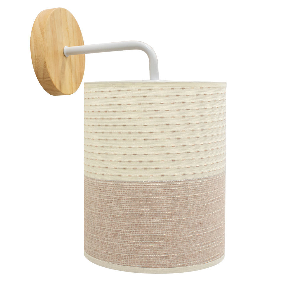 OASIS 00884 Moderne Wandleuchte, Einzelleuchte, Metallic-Beige mit Holz, M24 x B18 x H32 cm