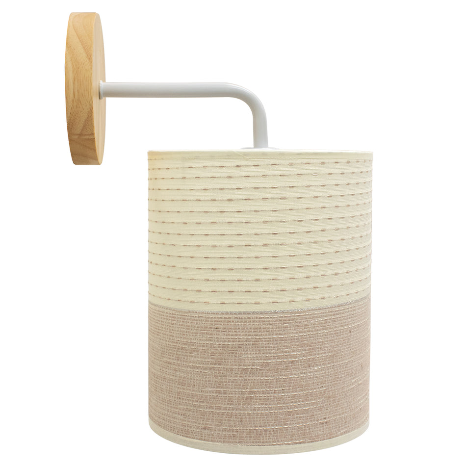 OASIS 00884 Moderne Wandleuchte, Einzelleuchte, Metallic-Beige mit Holz, M24 x B18 x H32 cm