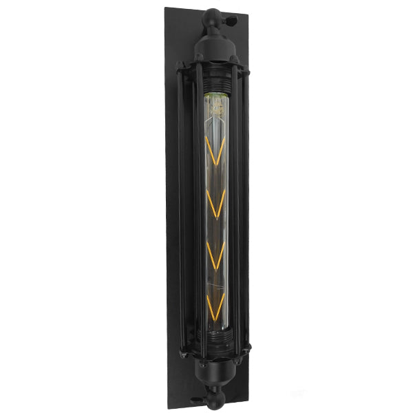 GLOBOSTAR® BESPOKE 01033 Vintage Φωτιστικό Τοίχου - Απλίκα με Ντουί 2 x E27 AC 220-240V IP20 - Μαύρο - Μ10 x Π10 x Υ47cm