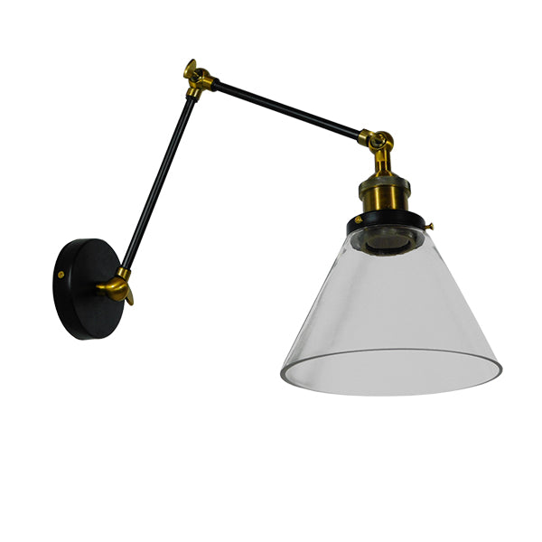 GLOBOSTAR® BINGLEY 01068 Vintage Φωτιστικό Τοίχου - Απλίκα με Ντουί 1 x E27 AC 220-240V IP20 - Διάφανο & Χρυσό - Μ18 x Π40 x Υ43cm