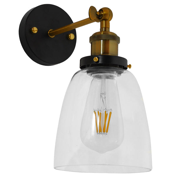 GLOBOSTAR® LYDIA 01071 Vintage Φωτιστικό Τοίχου - Απλίκα με Ντουί 1 x E27 AC 220-240V IP20 - Μαύρο & Χρυσό - Μ14 x Π26 x Υ30cm