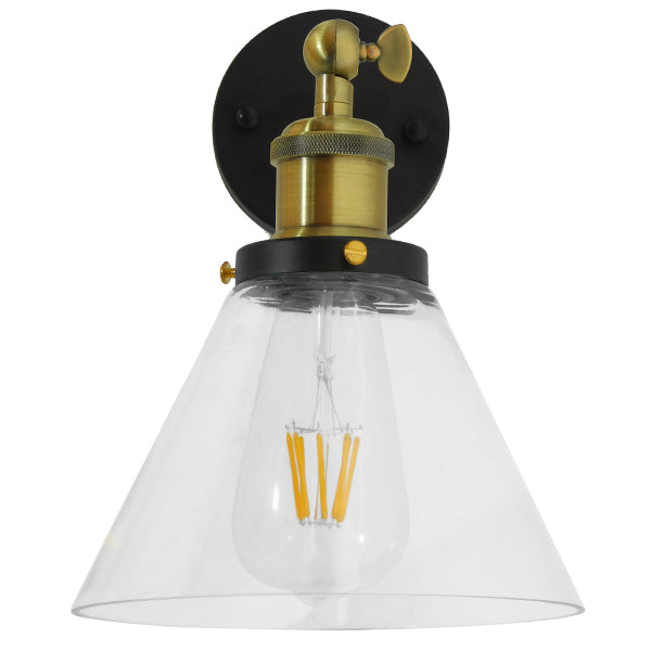 GLOBOSTAR® BINGLEY 01074 Vintage Φωτιστικό Τοίχου - Απλίκα με Ντουί 1 x E27 AC 220-240V IP20 - Διάφανο & Χρυσό - Μ18 x Π28 x Υ25cm