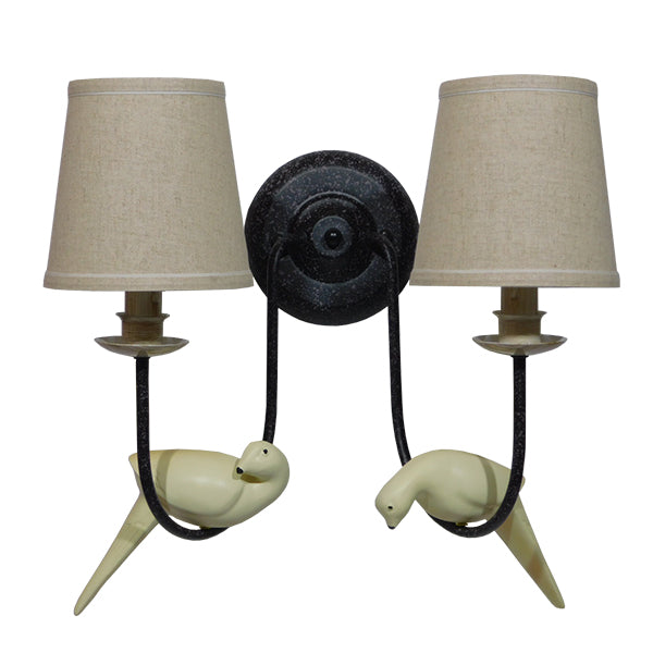 DOVE 01086 Vintage Φωτιστικό Τοίχου - Απλίκα με Ντουί 2 x E14  IP20 - Μαύρο & Μπεζ - Μ28 x Π28 x Υ30cm