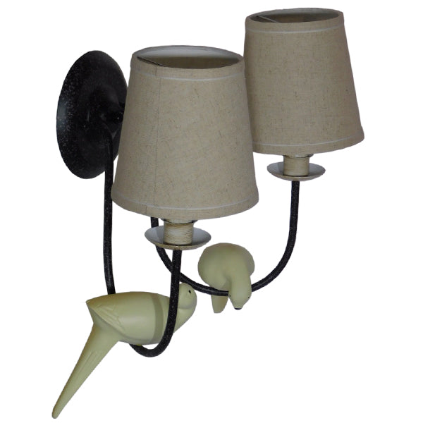 DOVE 01086 Vintage Φωτιστικό Τοίχου - Απλίκα με Ντουί 2 x E14  IP20 - Μαύρο & Μπεζ - Μ28 x Π28 x Υ30cm