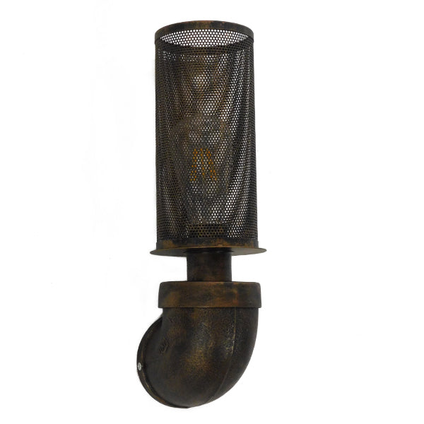 GLOBOSTAR® RAZA 01105 Vintage Φωτιστικό Τοίχου - Απλίκα με Ντουί 1 x E27 AC 220-240V IP20 - Χάλκινο - Μ13 x Π12 x Υ38cm